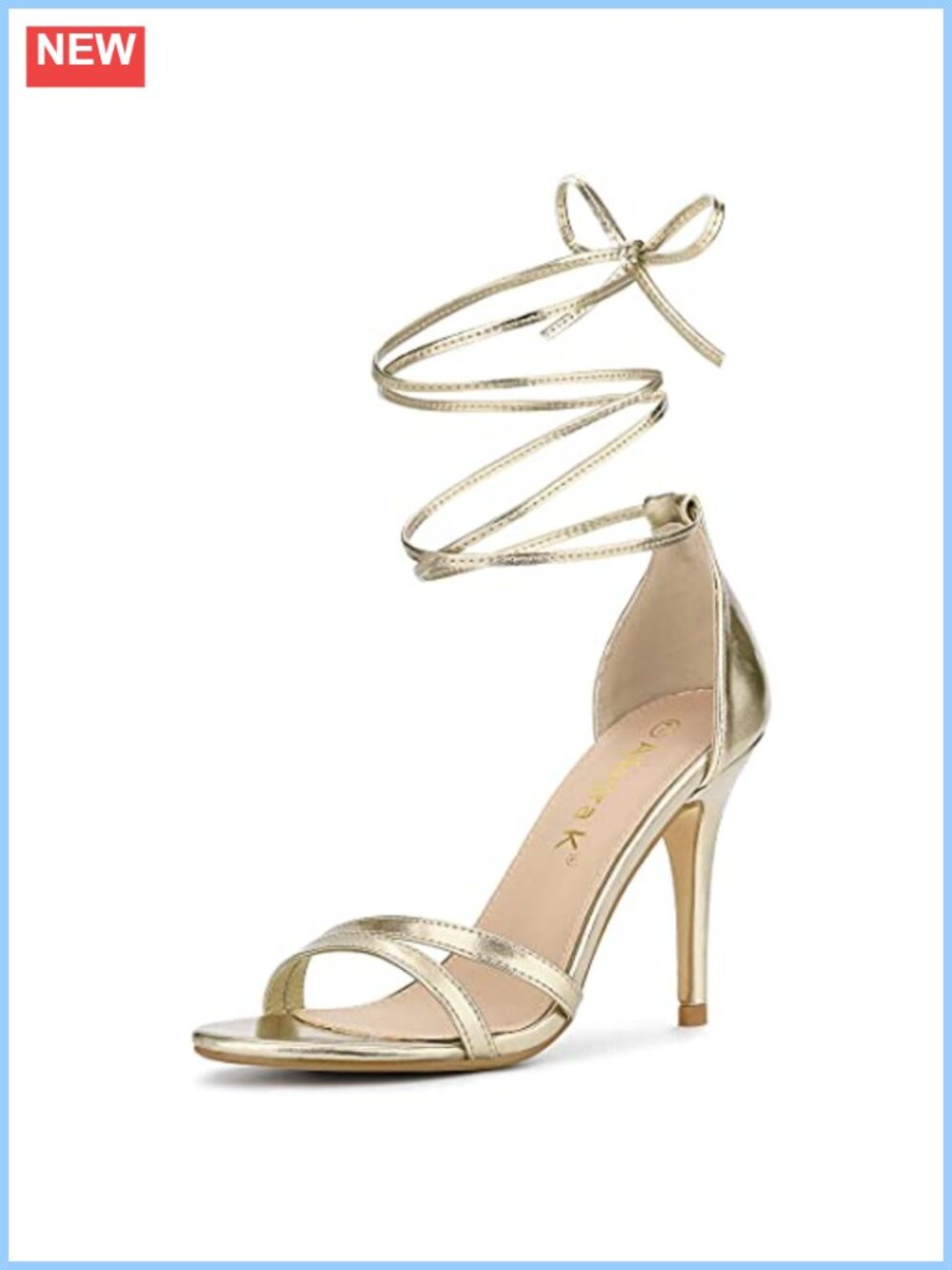 Lace Up Stiletto Heeled Sandals Open Toe PU Party Shoes